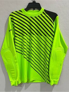 Vizari Soccer Goalkeeper Jersey Padded Adult Small Neon Green Black Striped EUC